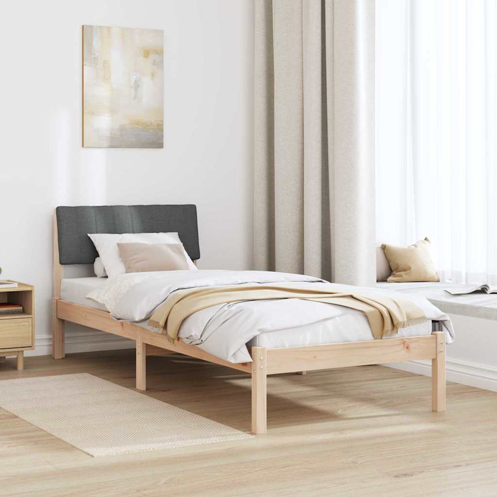 Bettgestell Braun und hellgrau 200 x 200 cm Massivholz Kiefer