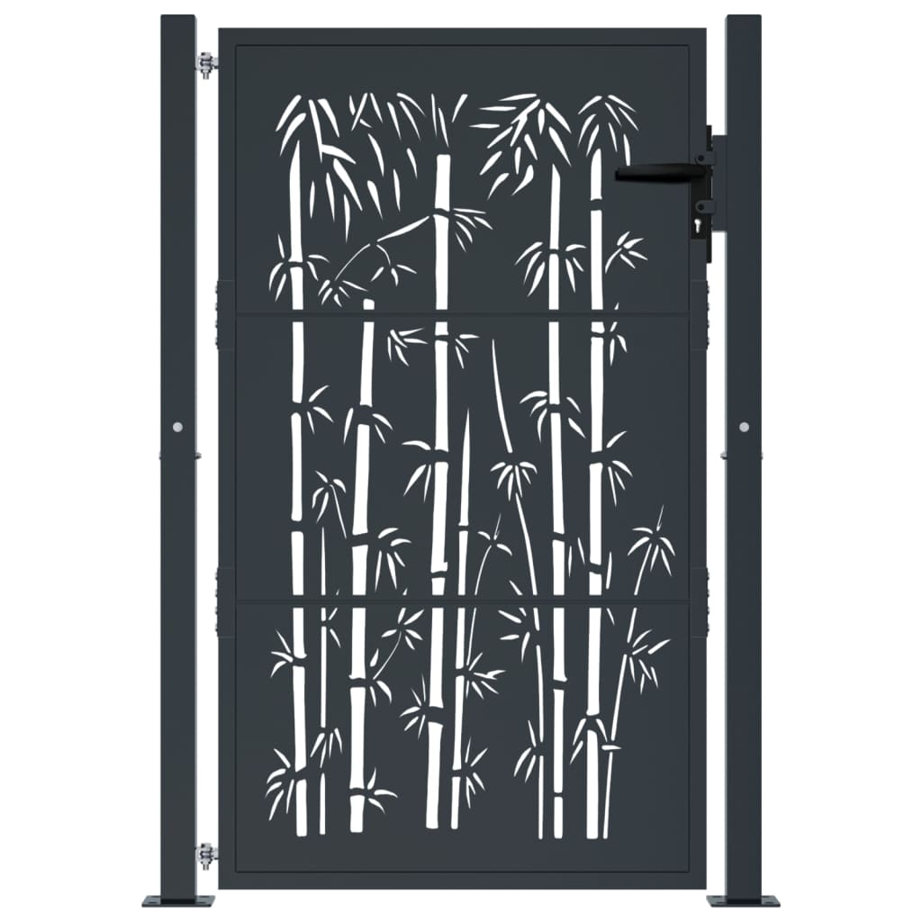 Gartentor Anthrazit 100x75 cm Stahl Bambus-Design