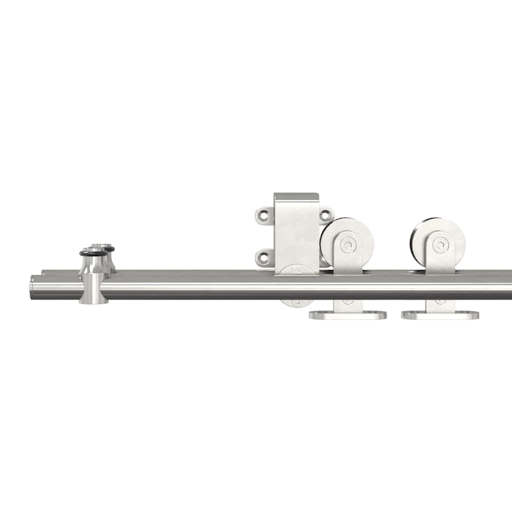 Schiebetür-Beschlagsatz 200 cm Edelstahl Silbern