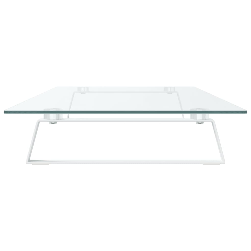 Monitorständer Weiß 60x20x8 cm Hartglas und Metall