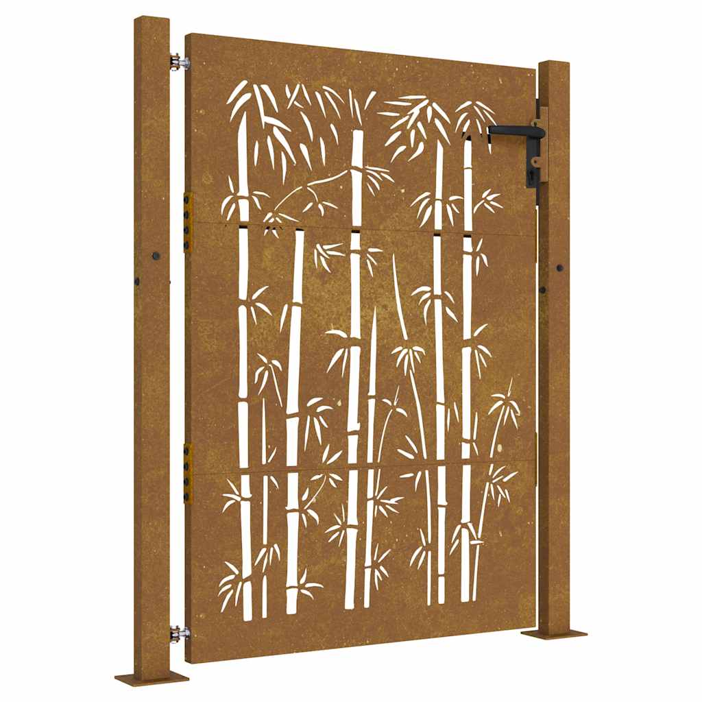 Gartentor 100x75 cm Cortenstahl Bambus-Design