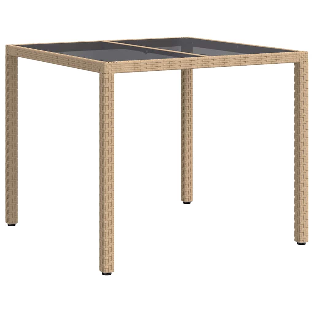 Gartentisch 150x90x75 cm Hartglas und Poly Rattan Grau
