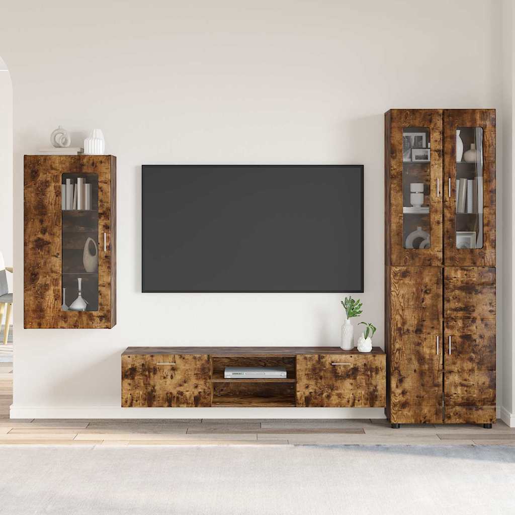 Highboard mit Regal FLORIN Weiß 60 x 35 x 182 cm Holzwerkstoff