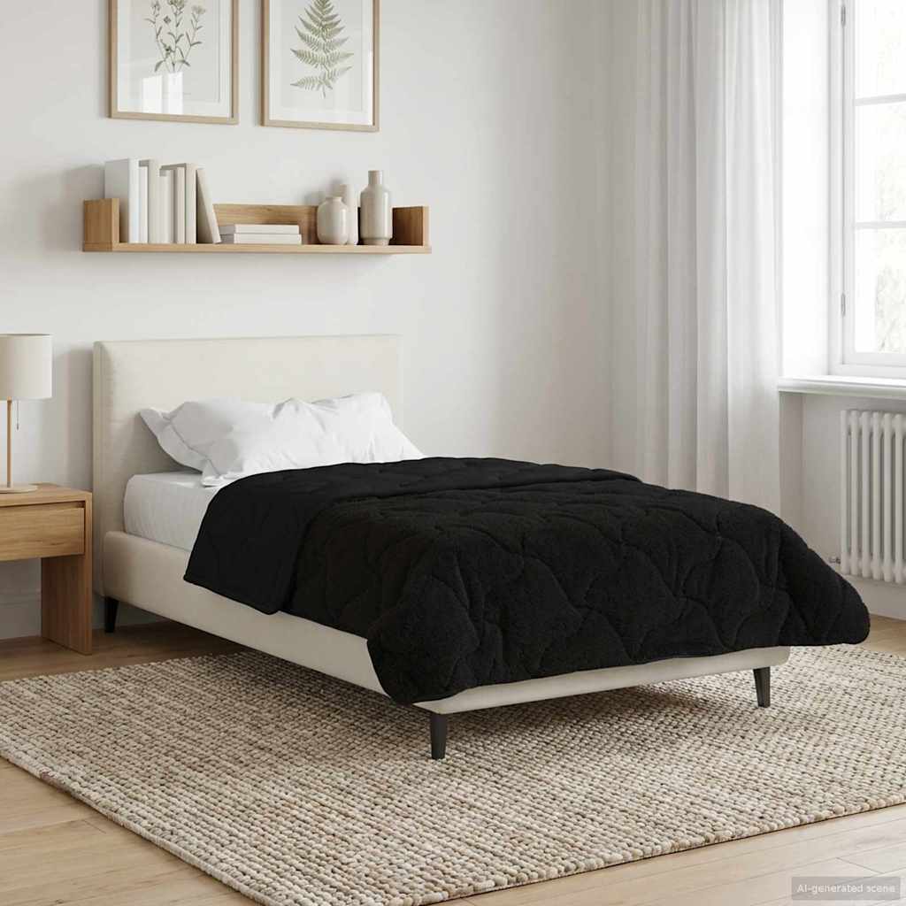 Sommerdecke Anthrazit 135 x 200 cm Mikrofaser und Teddy-Fleece