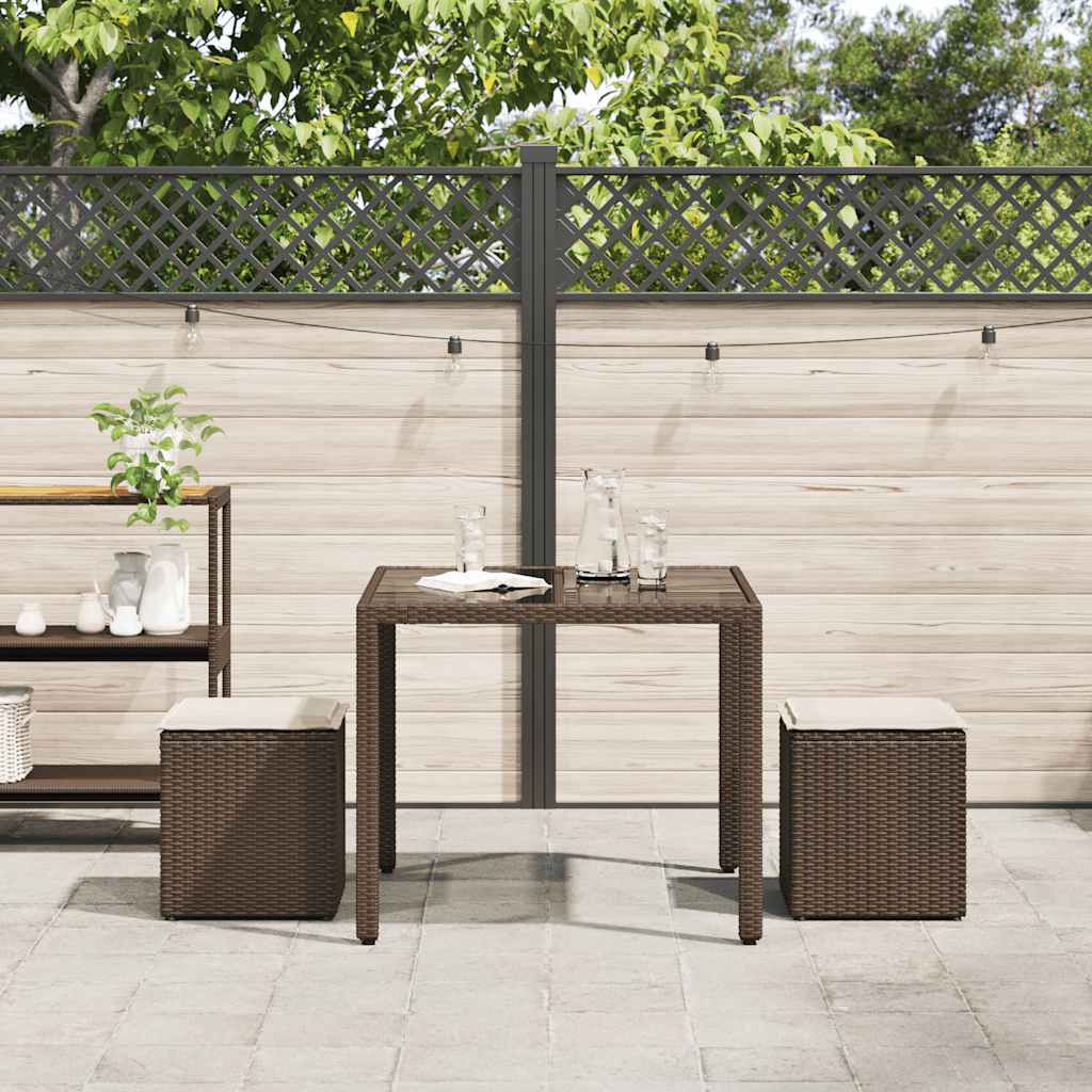 Gartenhocker mit Kissen 2 Stk. Schwarz 40x40x43 cm Poly Rattan