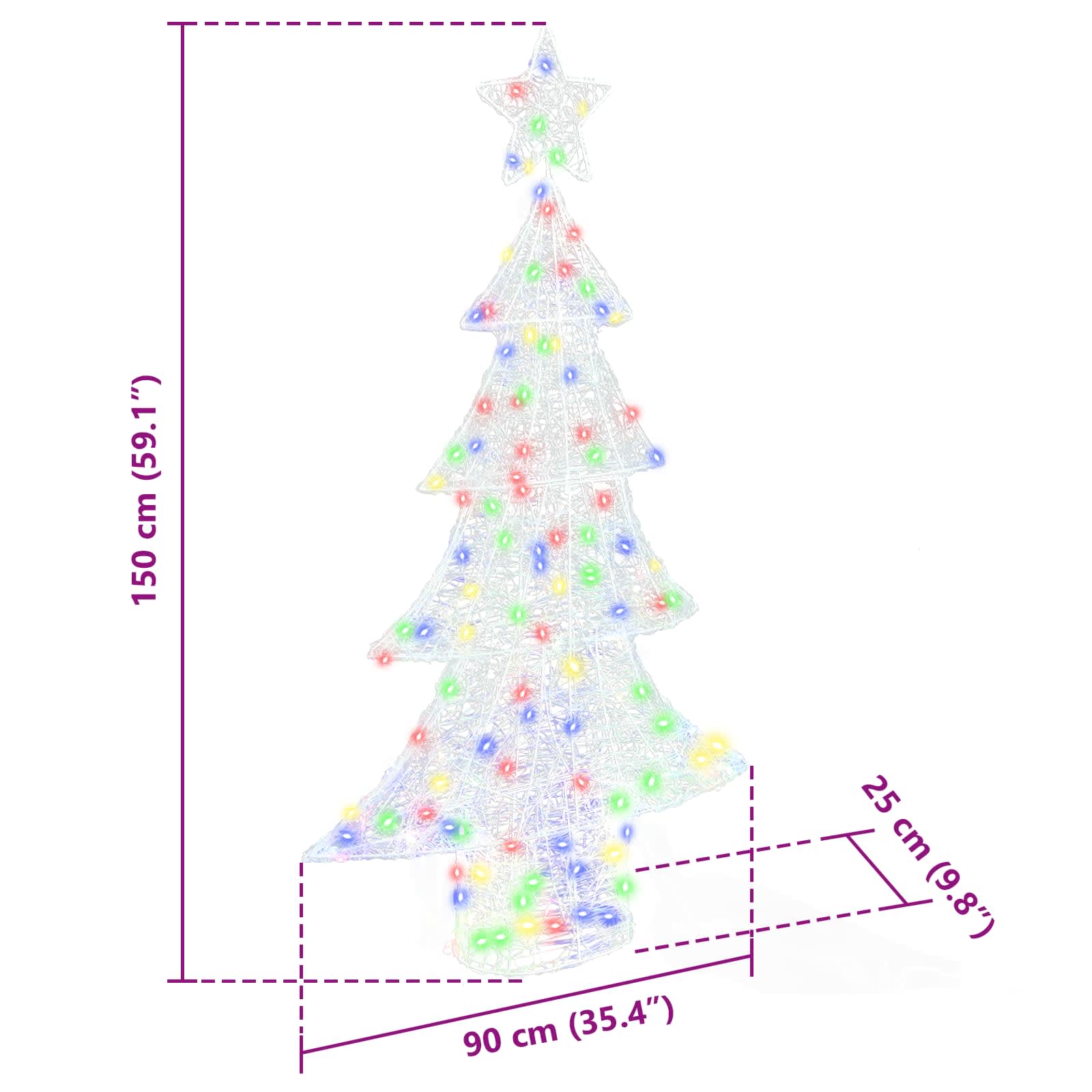Weihnachtsbaum mit 100 LEDs Warmweiß 120 cm Acryl