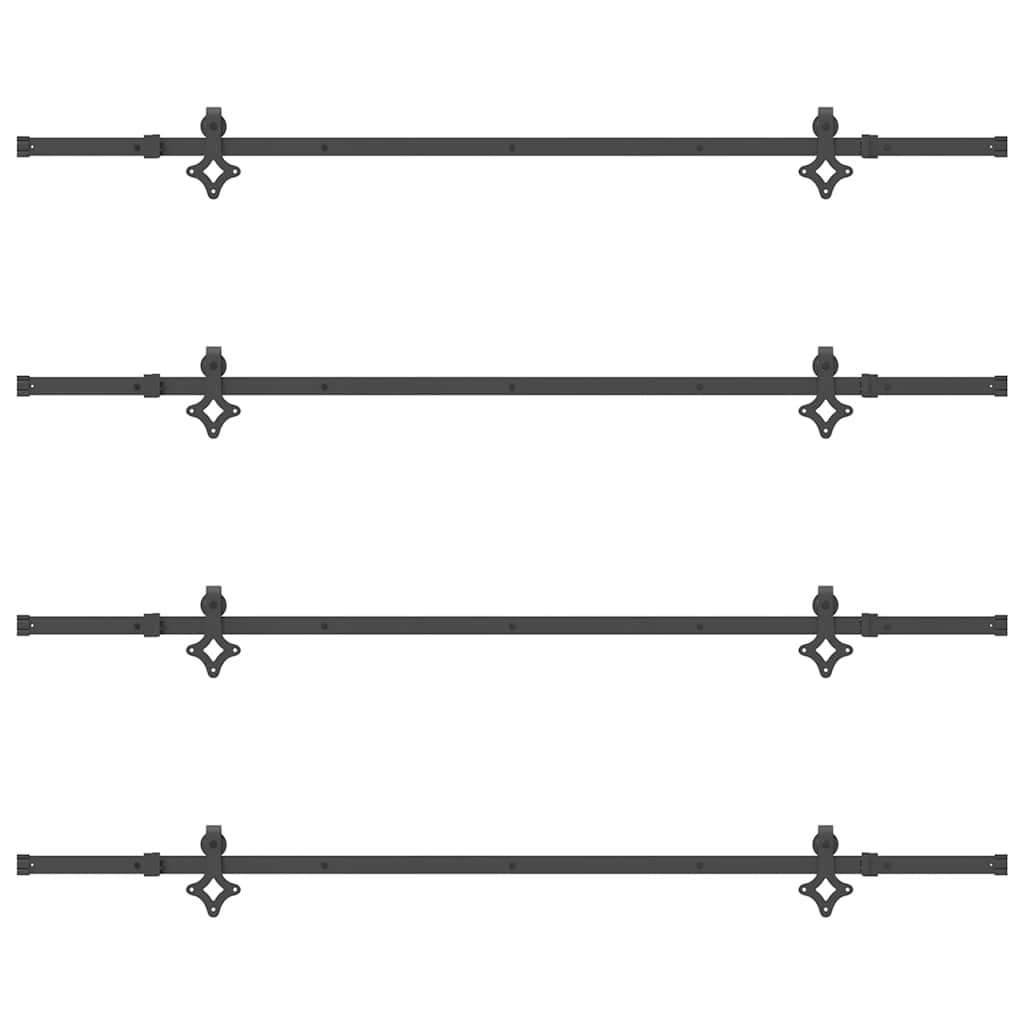 Schiebetürbeschlag-Set 152,5 cm Stahl Schwarz