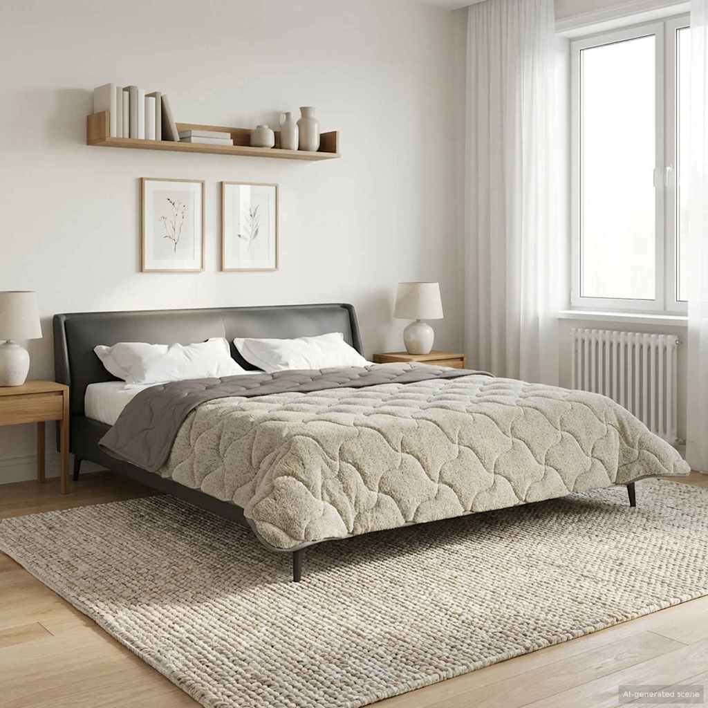 Sommerdecke Anthrazit 135 x 200 cm Mikrofaser und Teddy-Fleece