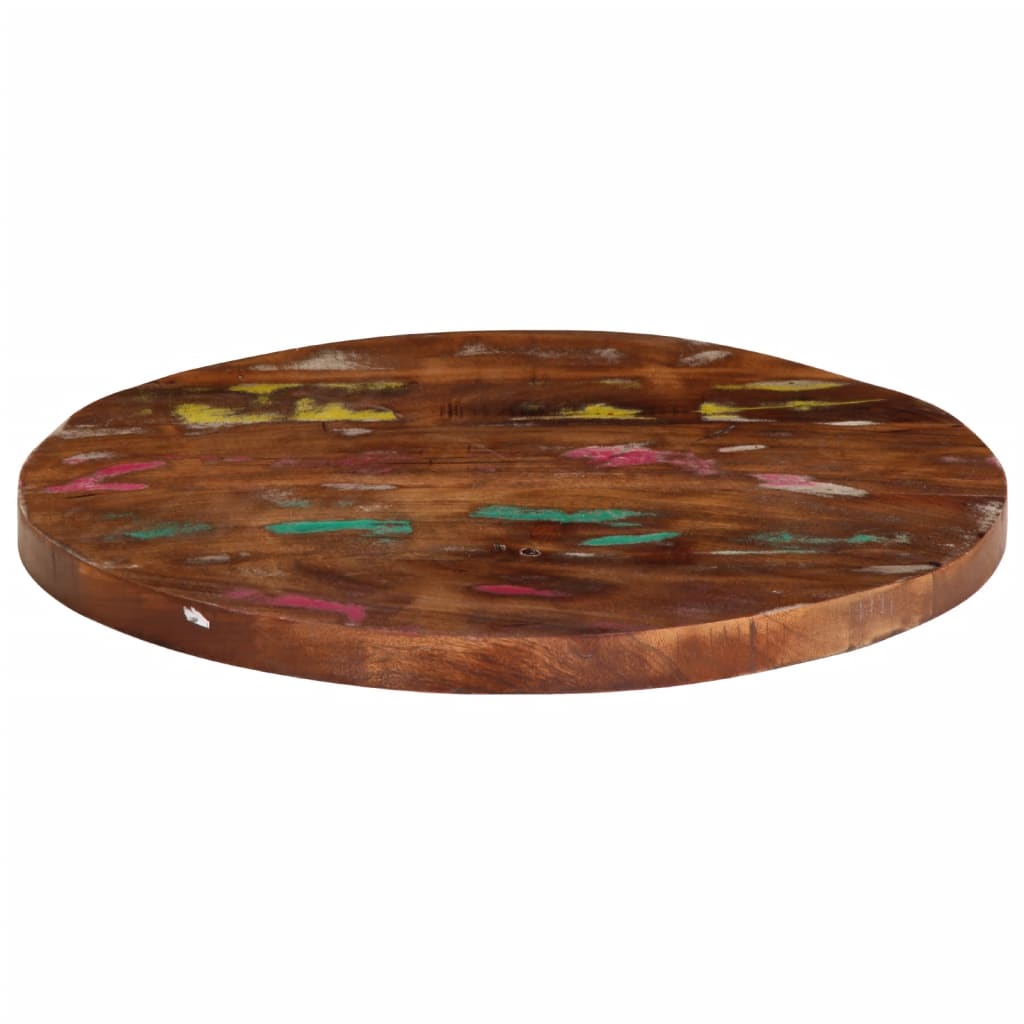 Tischplatte Ø 40x2,5 cm Rund Raues Massives Mangoholz