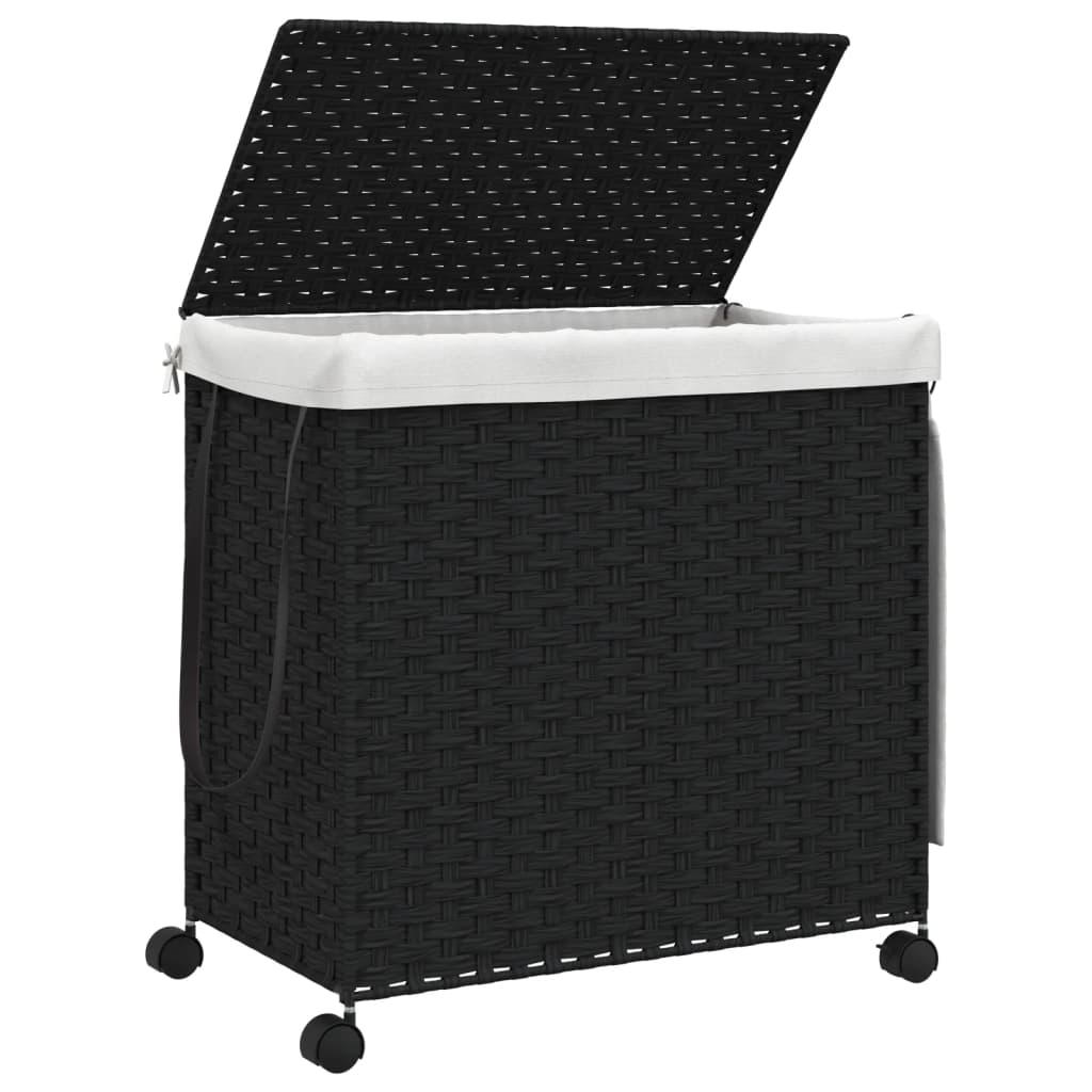 Wäschekorb mit Rollen 60x35x60,5 cm Rattan