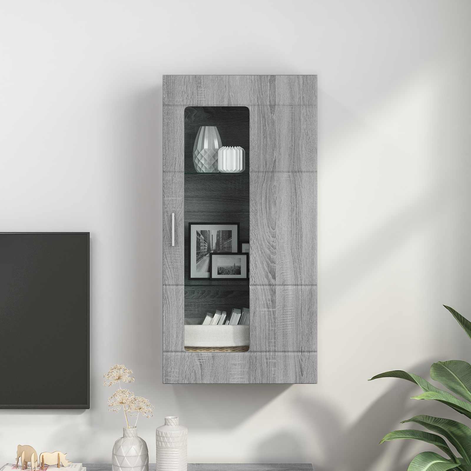 Highboard mit Regal FLORIN Weiß 60 x 35 x 182 cm Holzwerkstoff