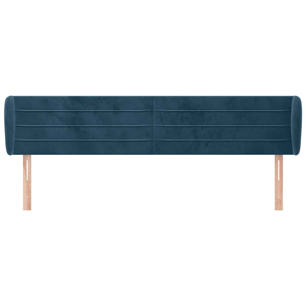 Kopfteil mit Ohren Dunkelblau 203x23x118/128 cm Samt