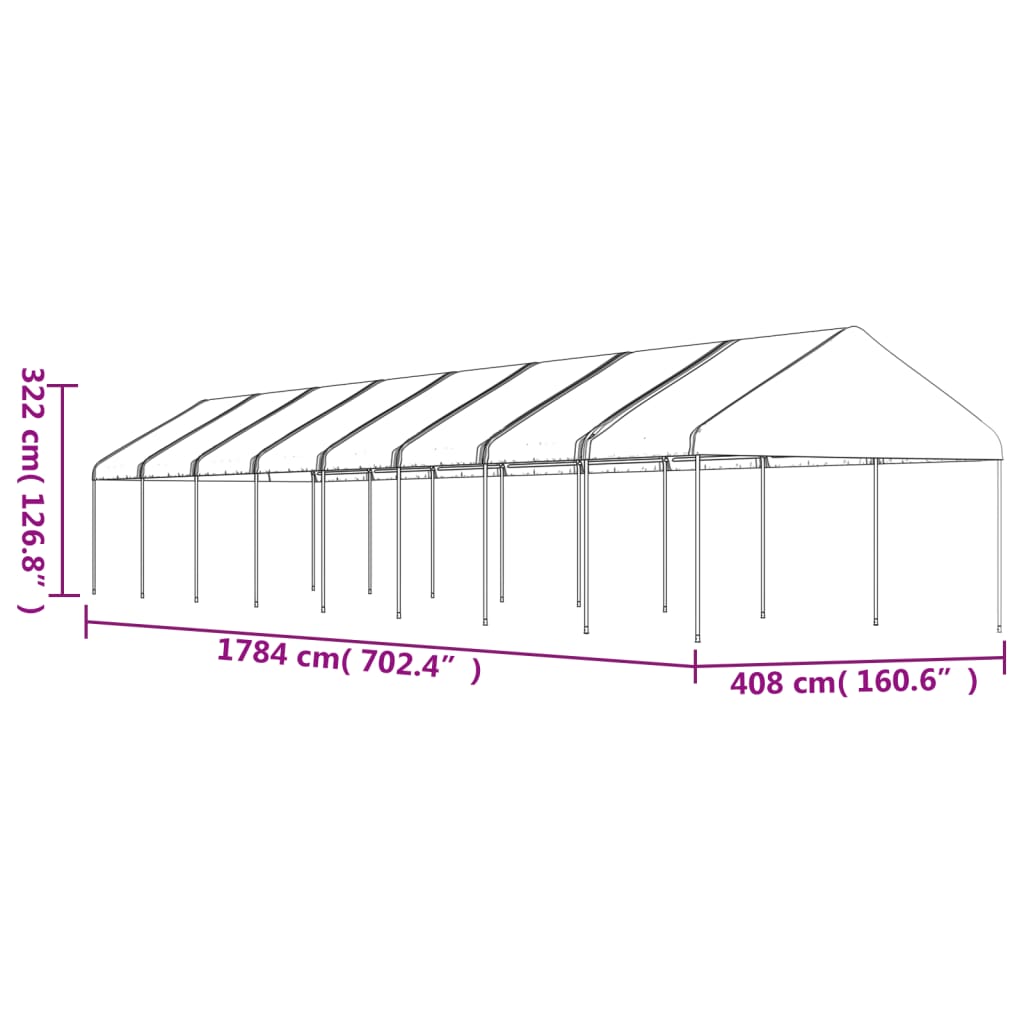 Pavillon mit Dach Weiß 4,46x4,08x3,22 m Polyethylen