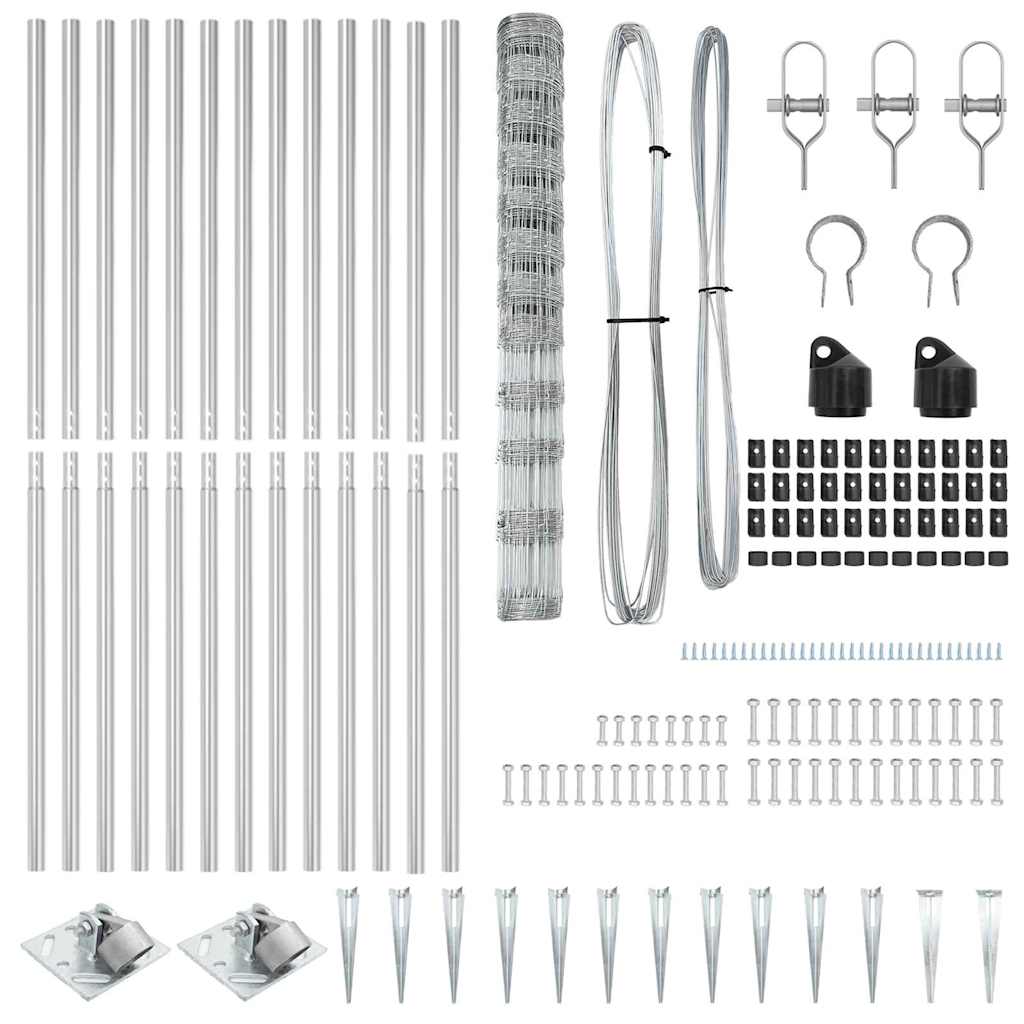 Ground Fix Geschweißter Drahtzaun 25 x 0,8 m Silber Netz