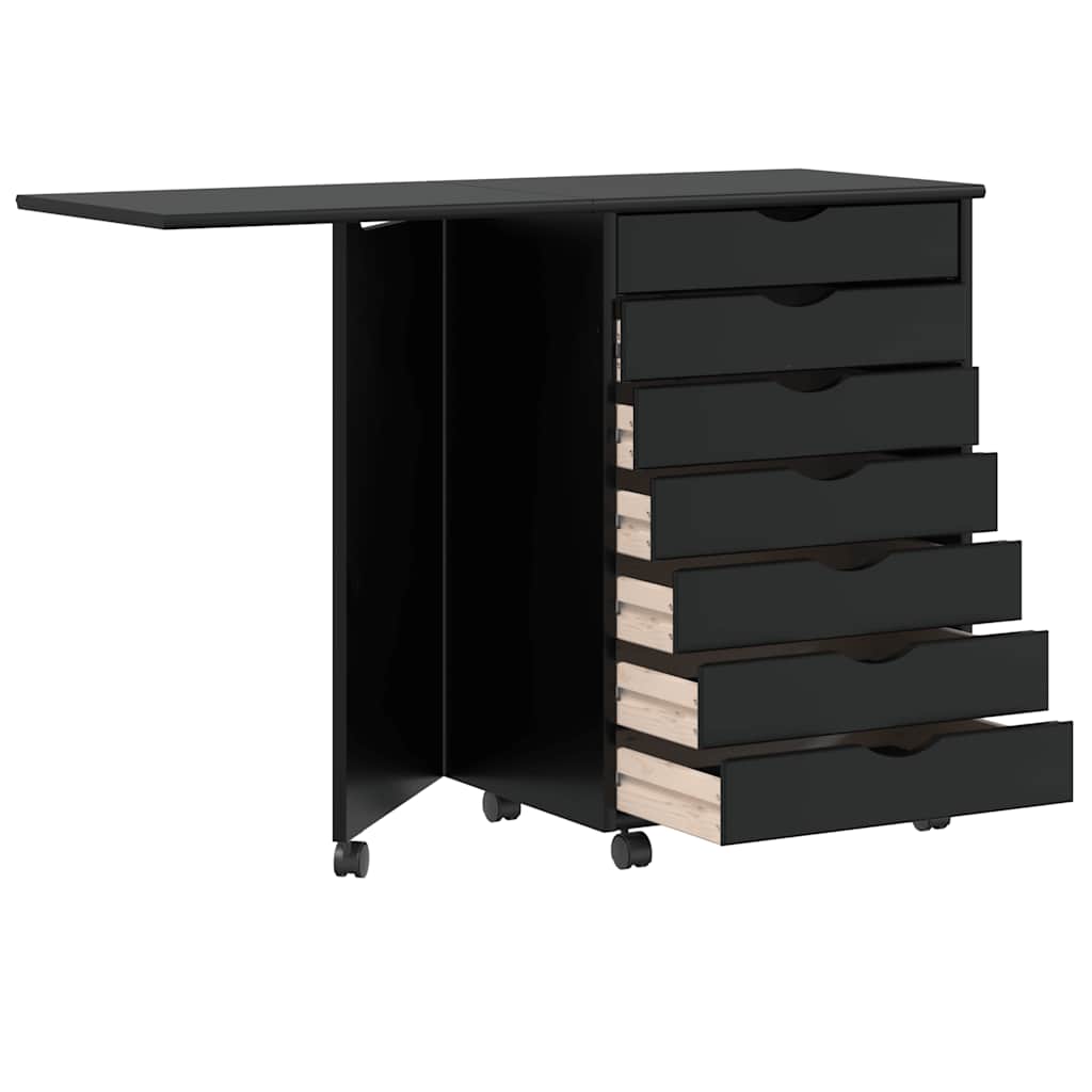 Rollschrank mit Schreibtisch MOSS Honigbraun Massivholz Kiefer