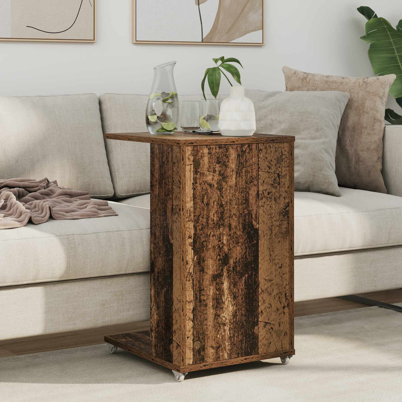 Beistelltisch Mit Rad Weiß 40 x 35 x 60 cm Holzwerkstoff