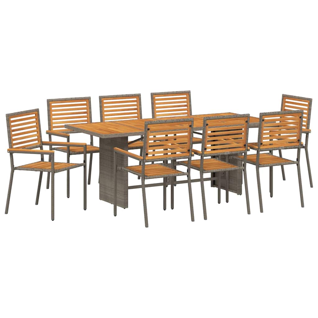 Garten Essgruppe 7 pcs Schwarz und Braun Poly-Rattan
