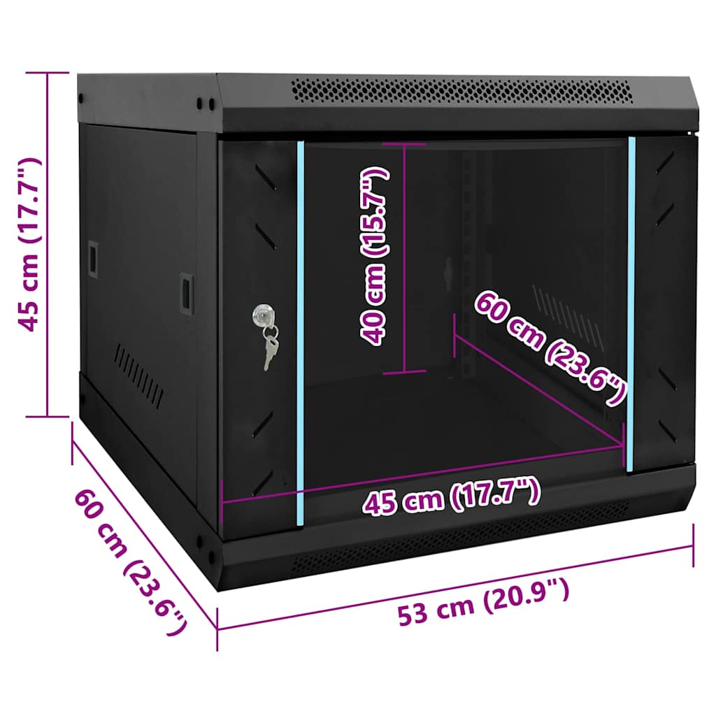 Netzwerkschrank mit Speicher Grau 60 x 45 x 28 cm Stahl