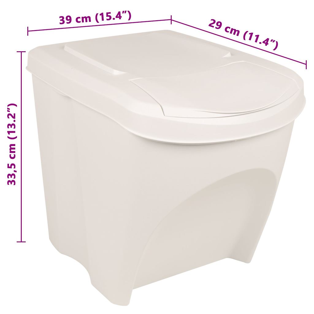 Stapelbare Mülleimer 3 Stk. Grau 75 L Polypropylen