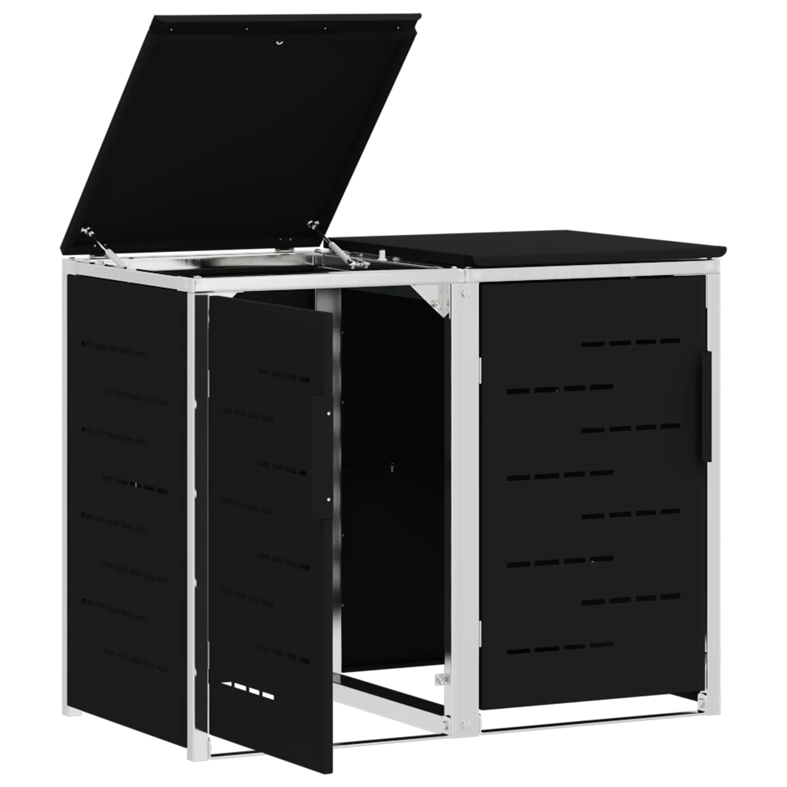 Mülltonnenbox for 2 Bins 240L Edelstahl Schwarz
