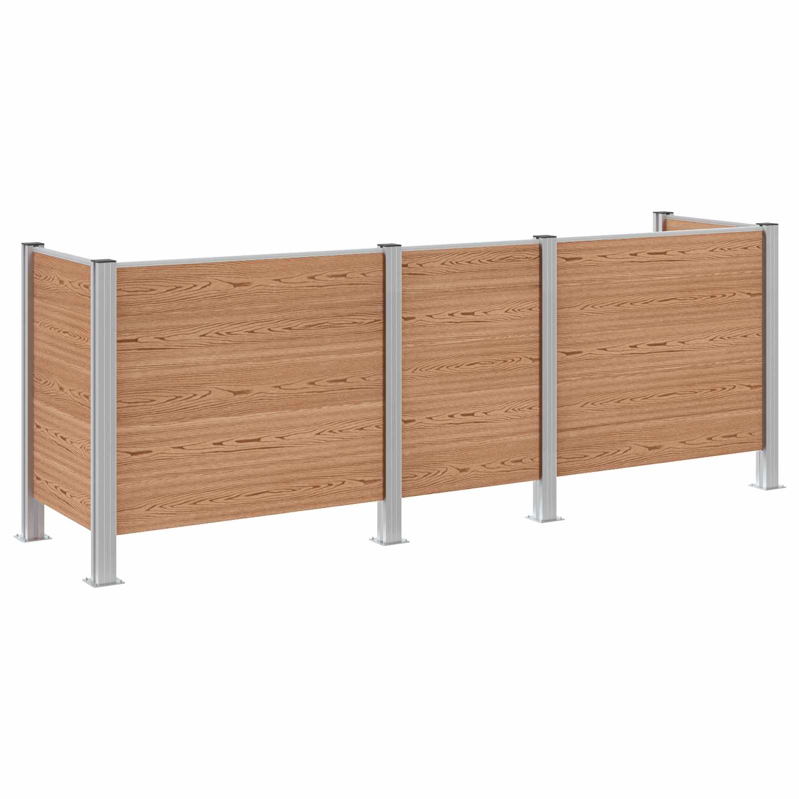 Mülltonnenzaun Braun 161 x 85 x 115 cm Aluminium und WPC