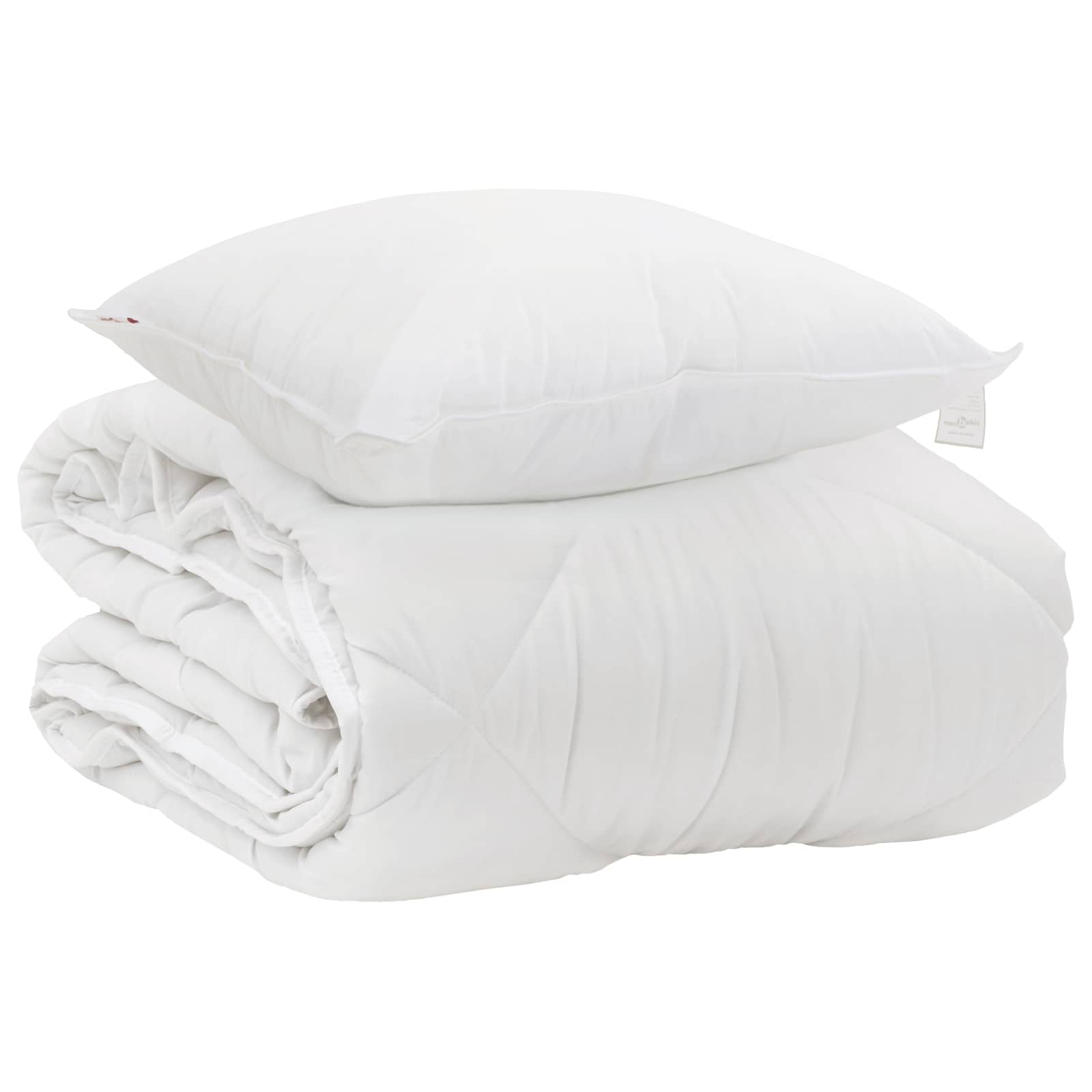 Ganzjahresbettdecke mit Kissen 2 pcs Weiß Mikrofaser
