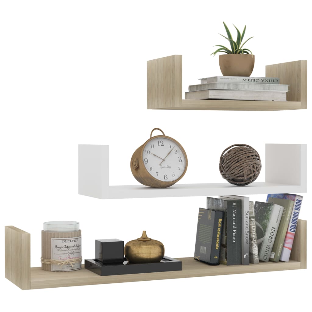 Wandregal 3 Stk. Weiß Holzwerkstoff