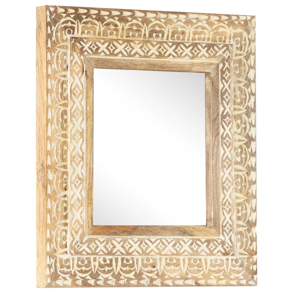 Spiegel Handgeschnitzt 50x50x2,6 cm Massivholz Mango