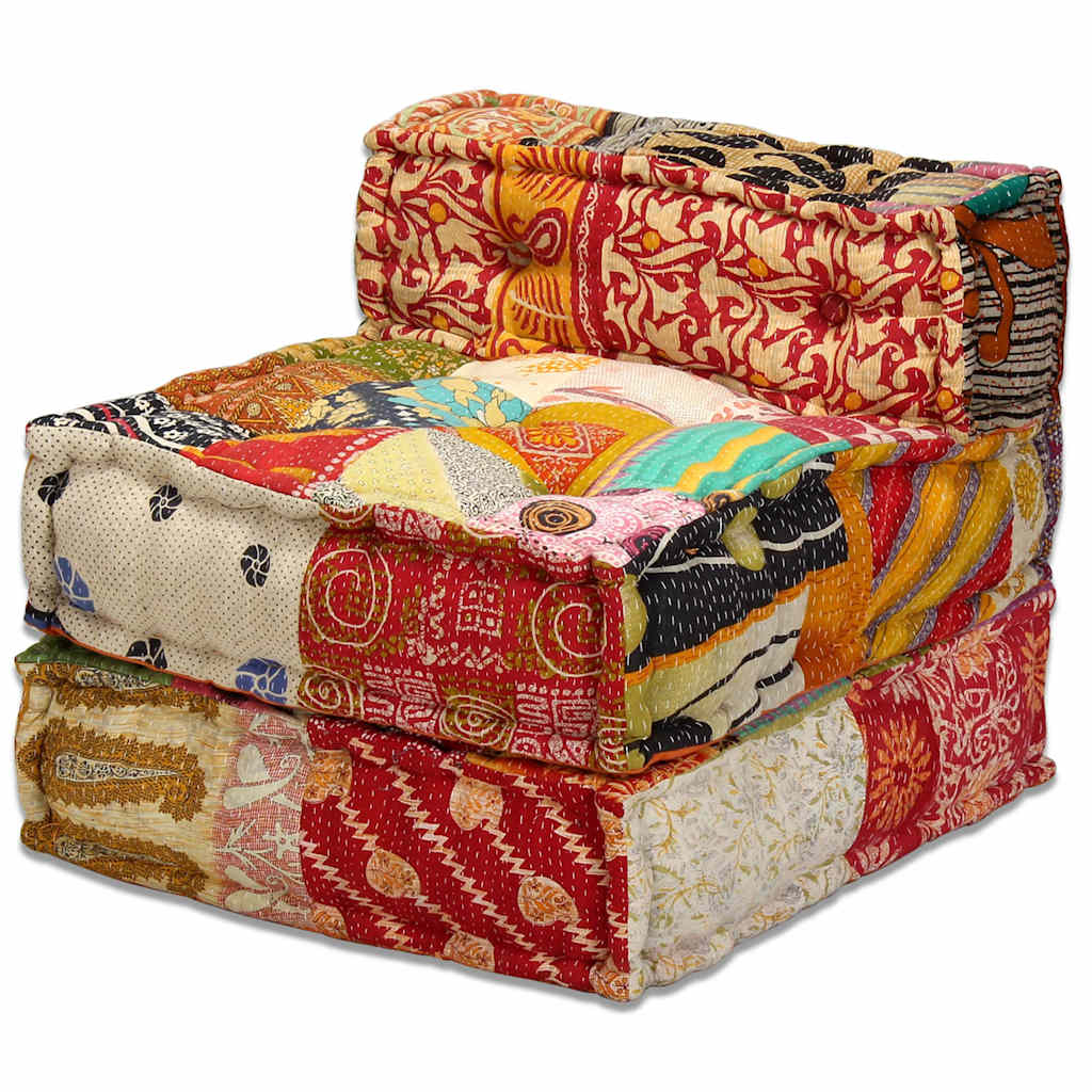 2-Sitzer Modularer Pouf Patchwork Stoff