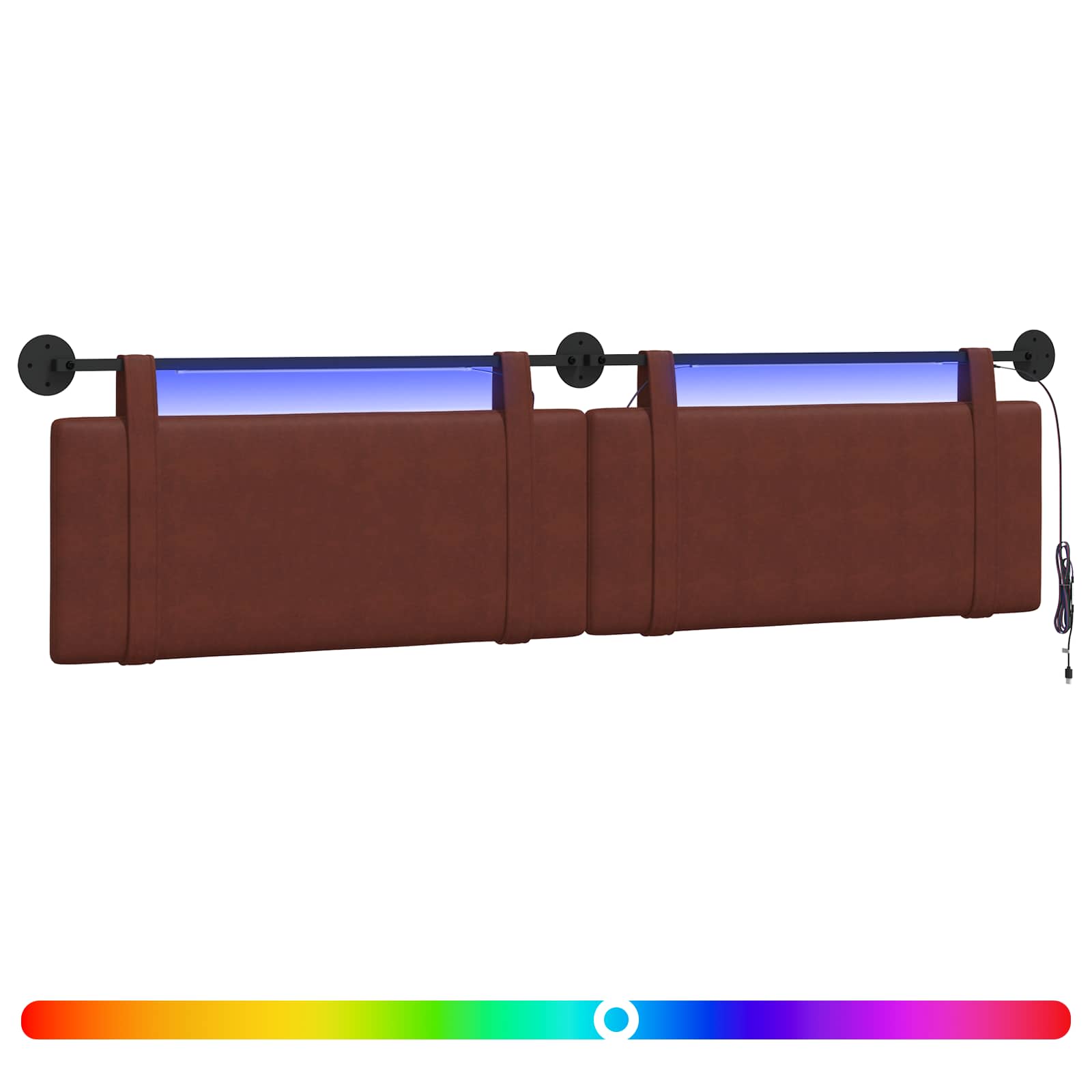 Hängendes Kopfteil Mit LED Licht Schwarz Antikes PU