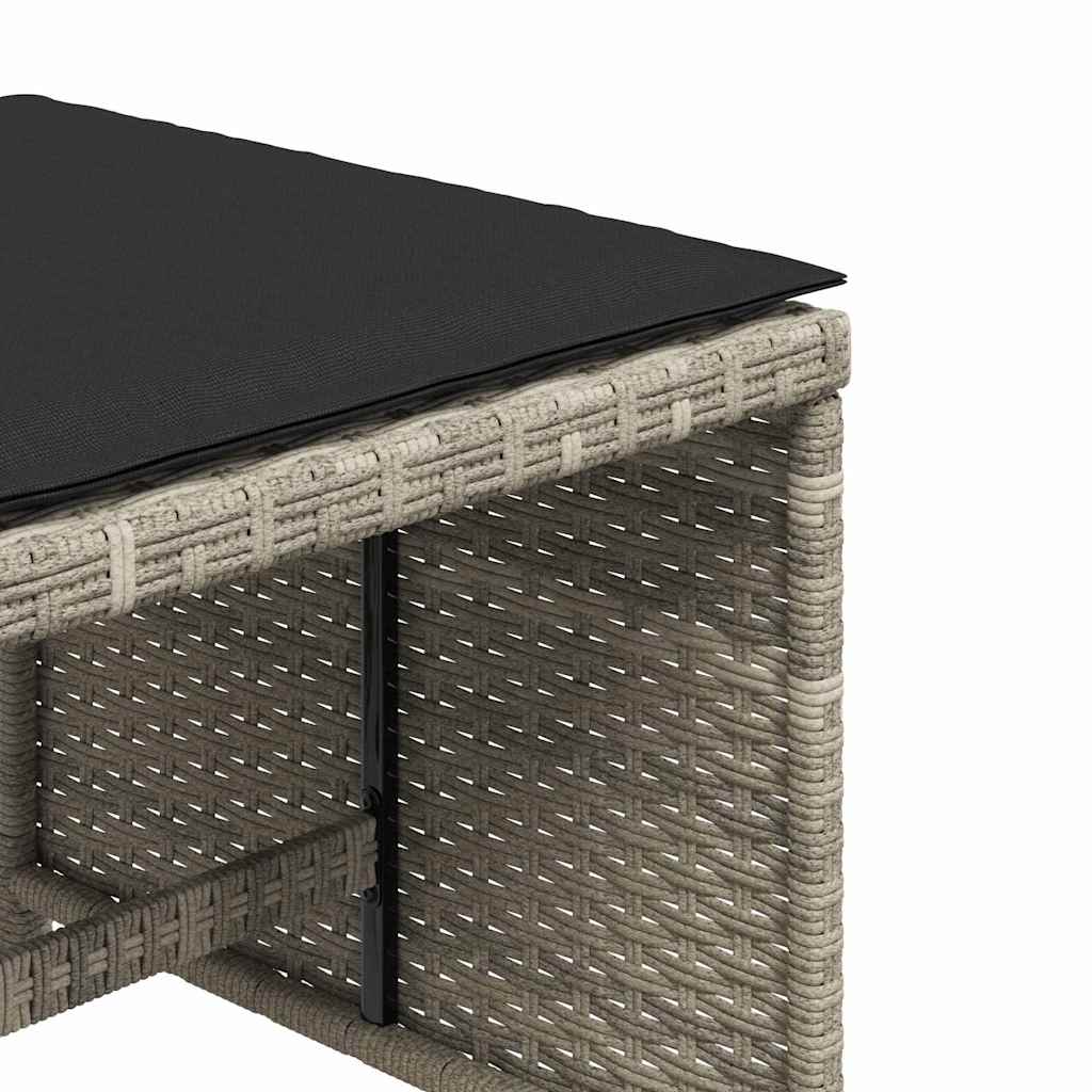 Gartenhocker mit Kissen 4 Stk. Schwarz 41x41x36 cm Poly Rattan