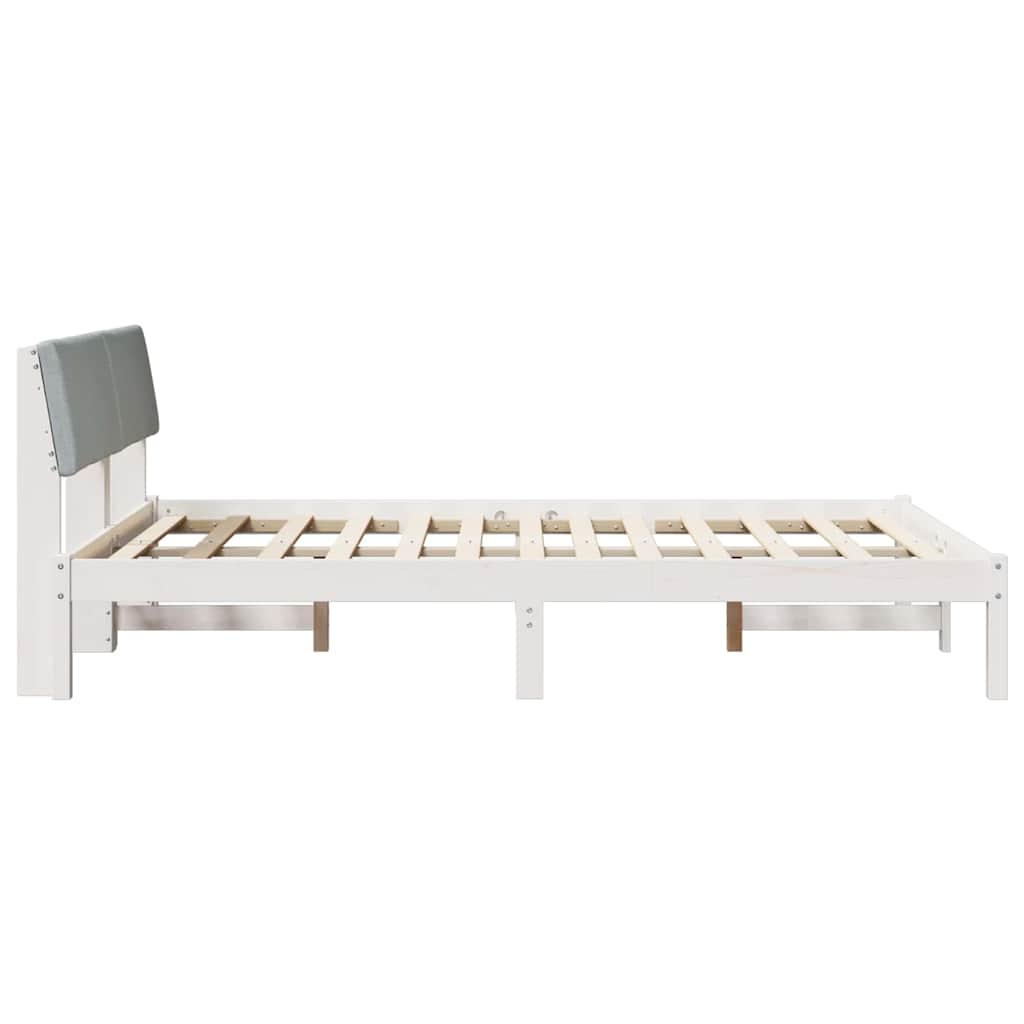 Bettgestell Braun und hellgrau 200 x 200 cm Massivholz Kiefer