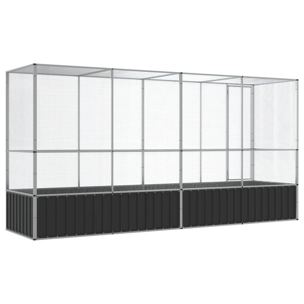 Voliere Silbern 210,5x107x212 cm Stahl