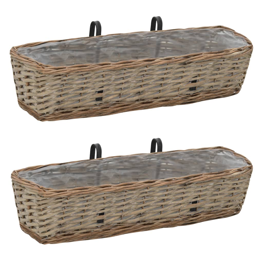 Balkon-Blumentöpfe 2 Stk. Weide mit PE-Auskleidung 40 cm
