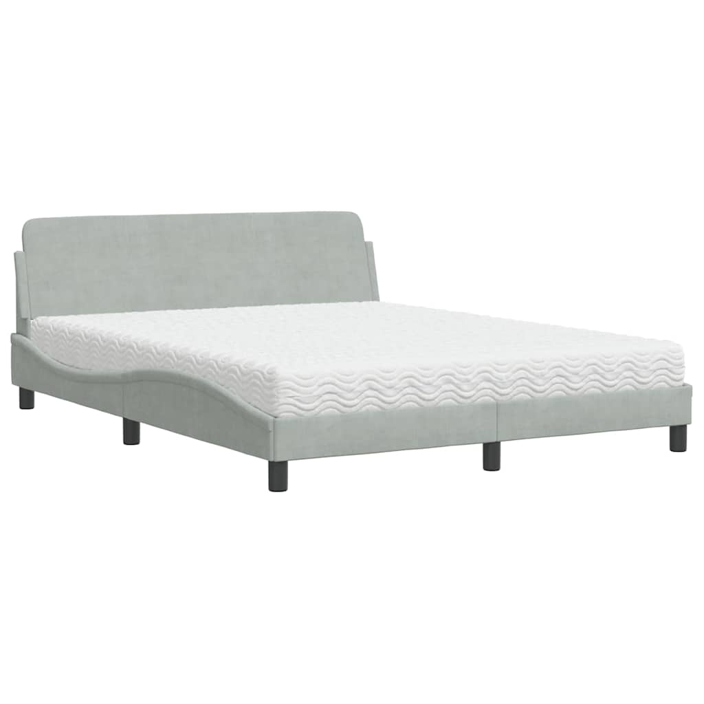 Bett mit Matratze "Dover" Hellgrau 80x200 cm Samt