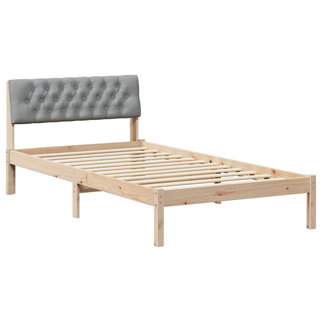 Bettgestell Braun und hellgrau 200 x 200 cm Massivholz Kiefer