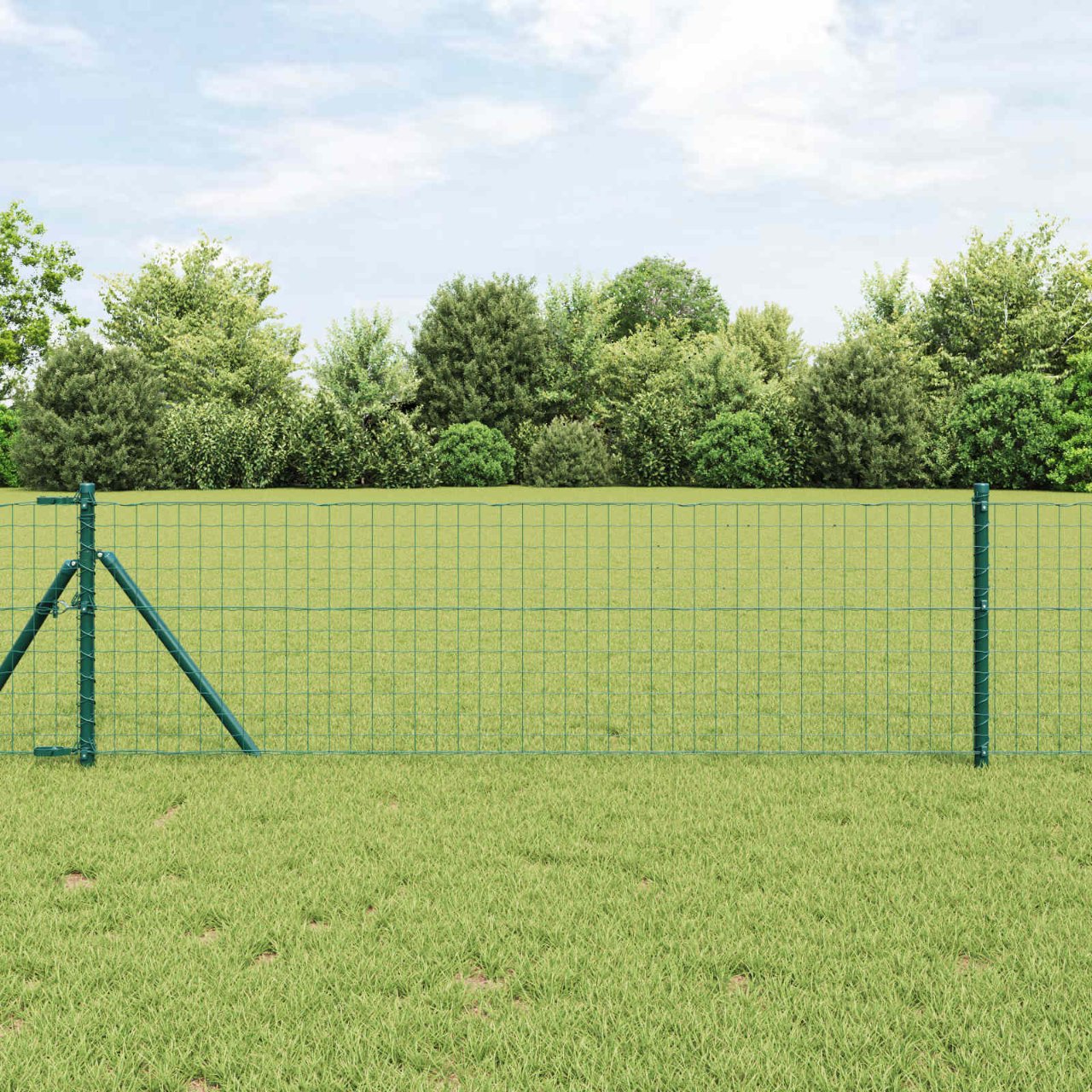Zaunpfosten 2 pcs Grün 50 cm Pulverbeschichteter Stahl