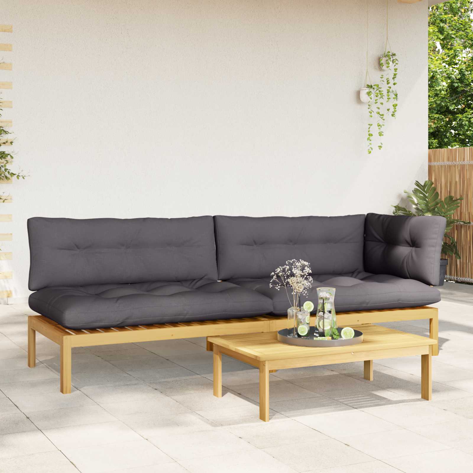 3-tlg. Garten-Sofagarnitur aus Paletten Massivholz Akazie