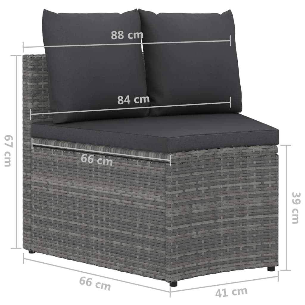 2-tlg. Garten-Sofagarnitur mit Auflagen Poly Rattan Schwarz