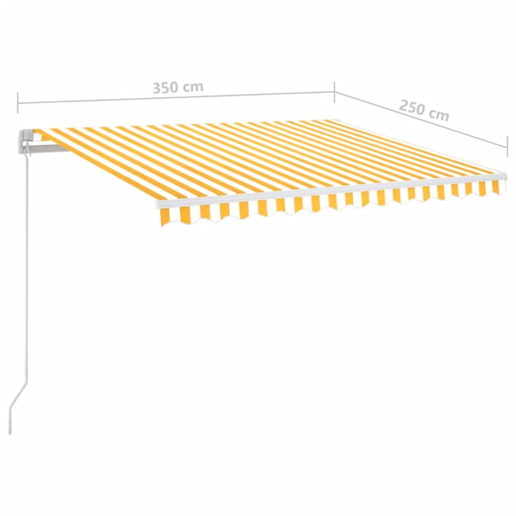Markise Manuell Einziehbar mit LED 300x250 cm Blau und Weiß