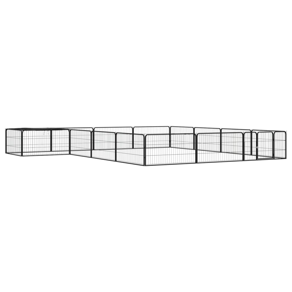 4-tlg. Hundelaufstall Schwarz 100x50cm Stahl Pulverbeschichtung