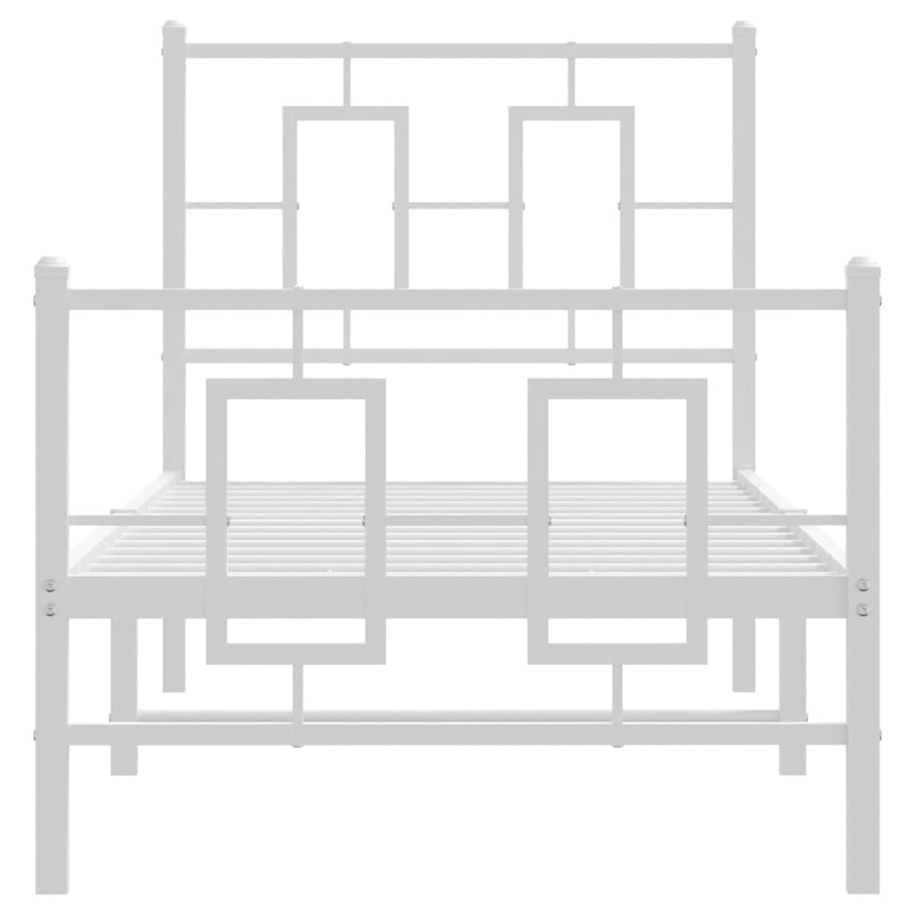 Bettgestell mit Kopf- und Fußteil Metall Weiß 180x200 cm