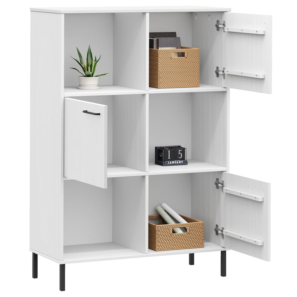 Bücherregal OSLO Metallbeine Braun 90x35x128,5 cm Massivholz