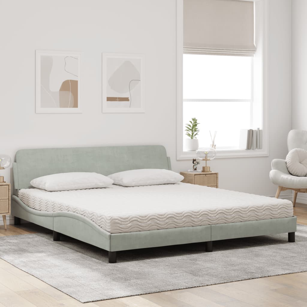 Bett mit Matratze "Dover" Hellgrau 80x200 cm Samt
