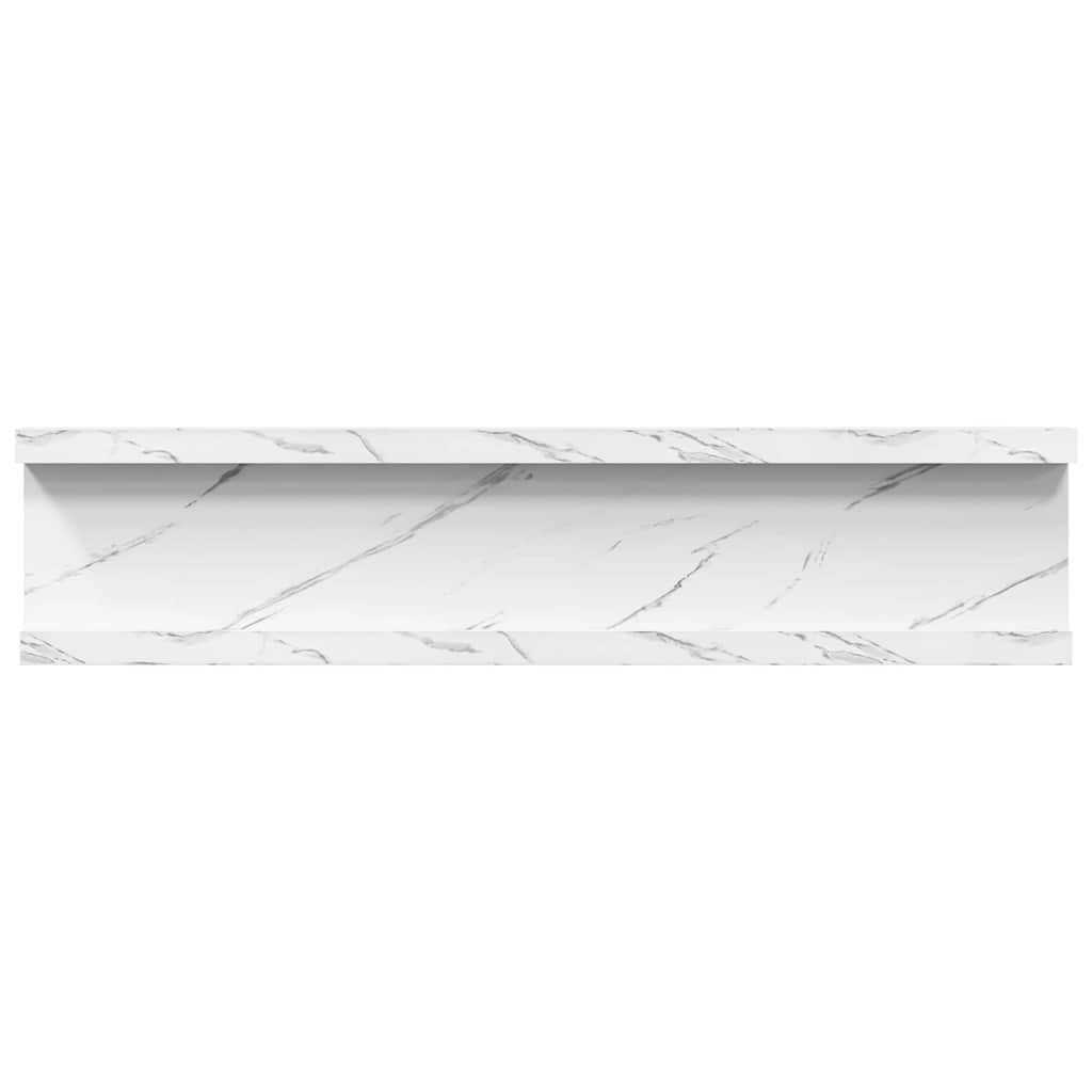 Wandregale 2 Stk. Hochglanz-Weiß 40x9x3 cm
