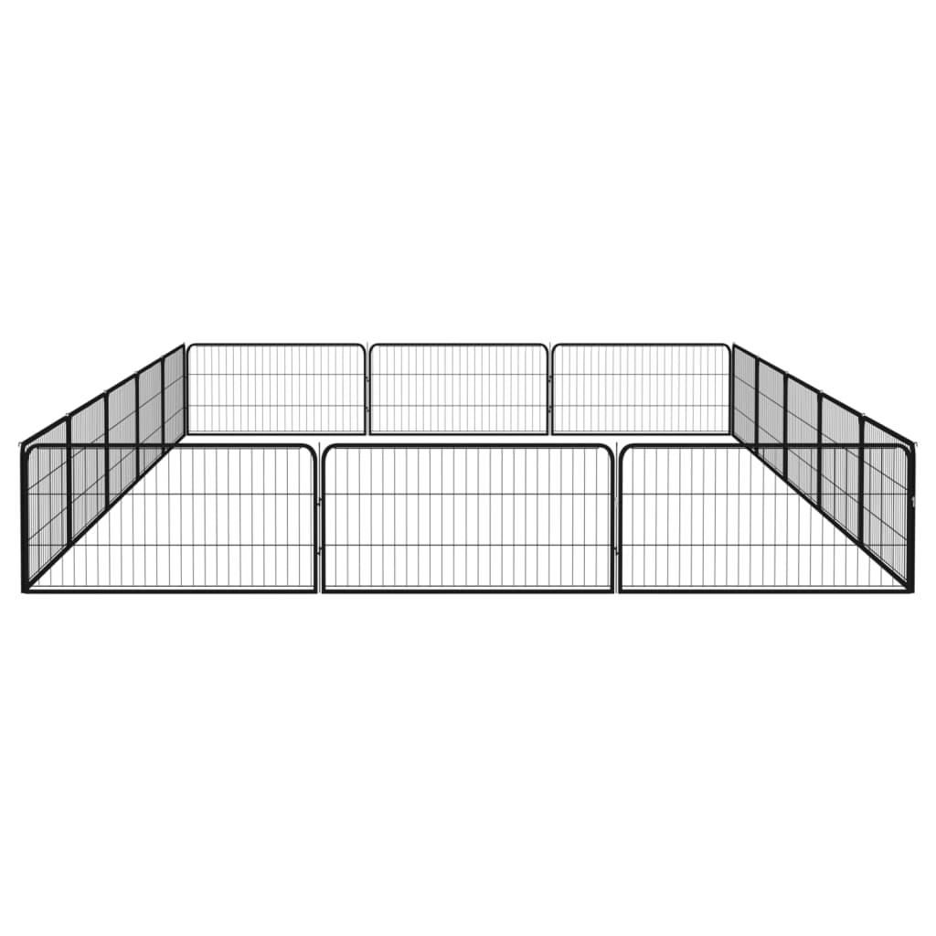 4-tlg. Hundelaufstall Schwarz 100x50cm Stahl Pulverbeschichtung