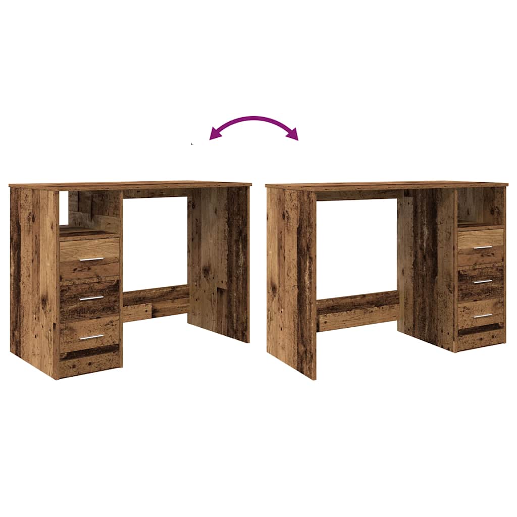 Schreibtisch mit Schubladen Weiß 102x50x76 cm Holzwerkstoff