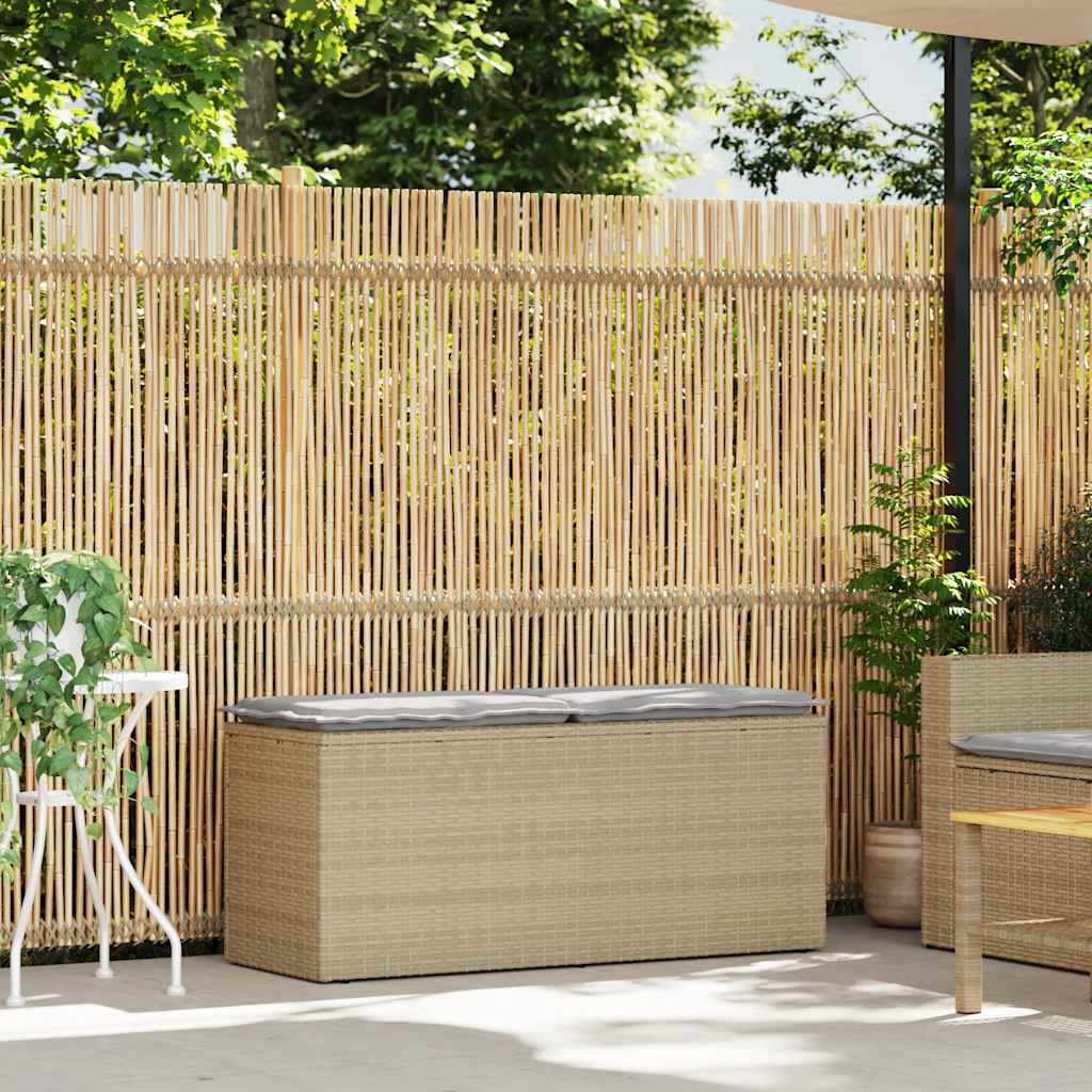 Gartenbank mit Kissen Schwarz 110x40x44 cm Poly Rattan