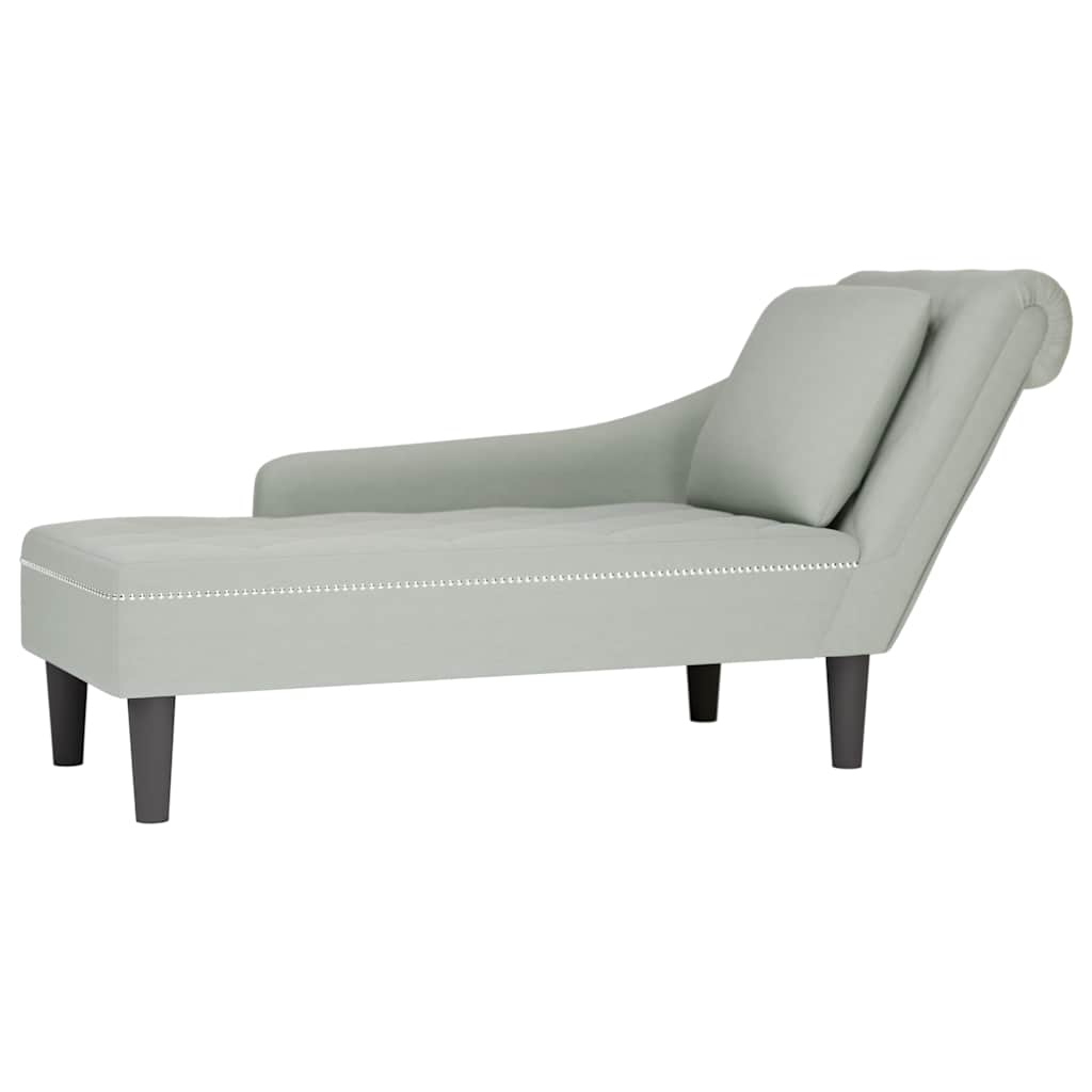 Chaiselongue mit Kissen und Rechter Armlehne Blau Samt