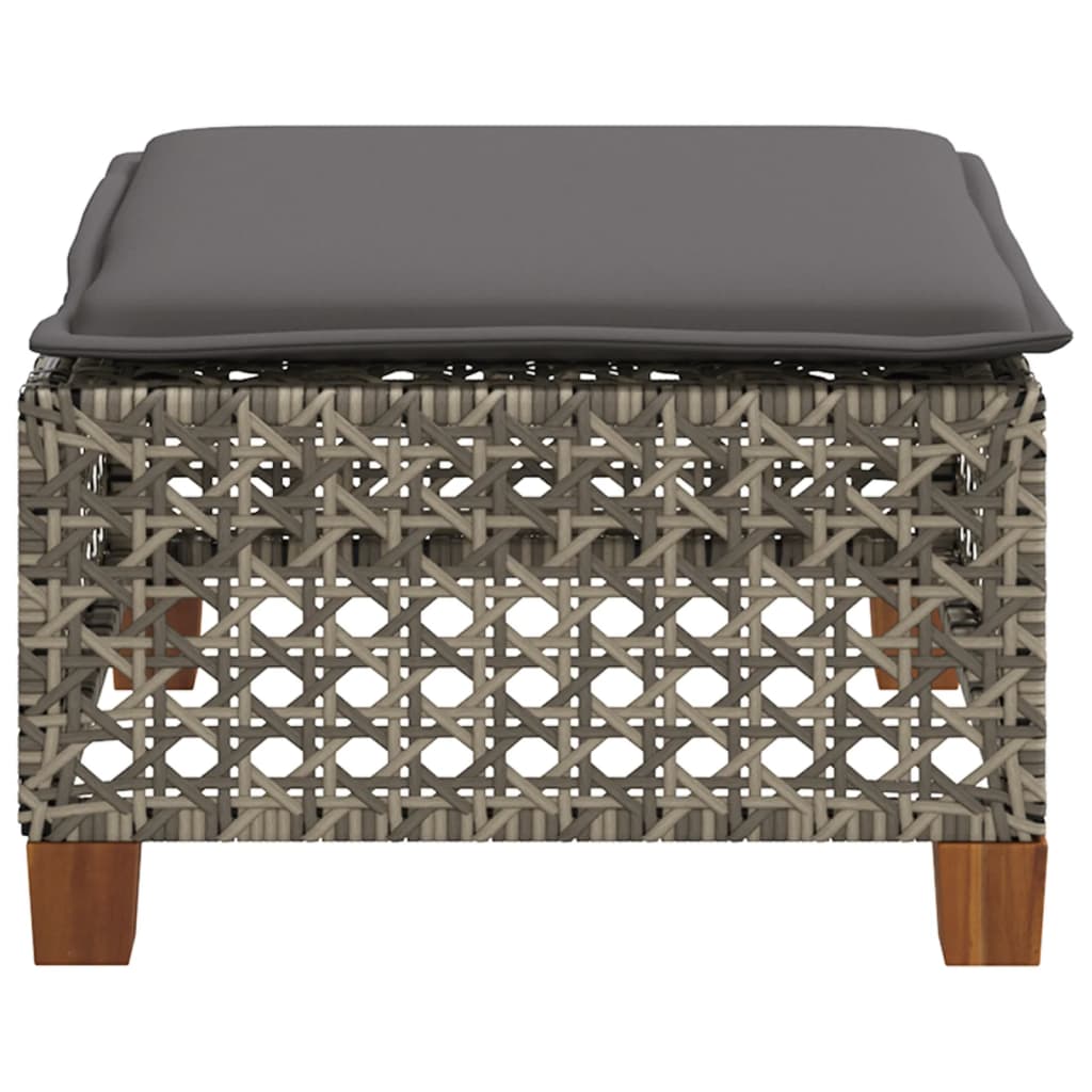 Gartenhocker mit Kissen Schwarz 63,5x56x32 cm Poly Rattan